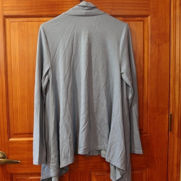 Talbots Slate Blue Asymmetric Button-Front Cardigan Sweater Layering LG - Picture 6 of 11